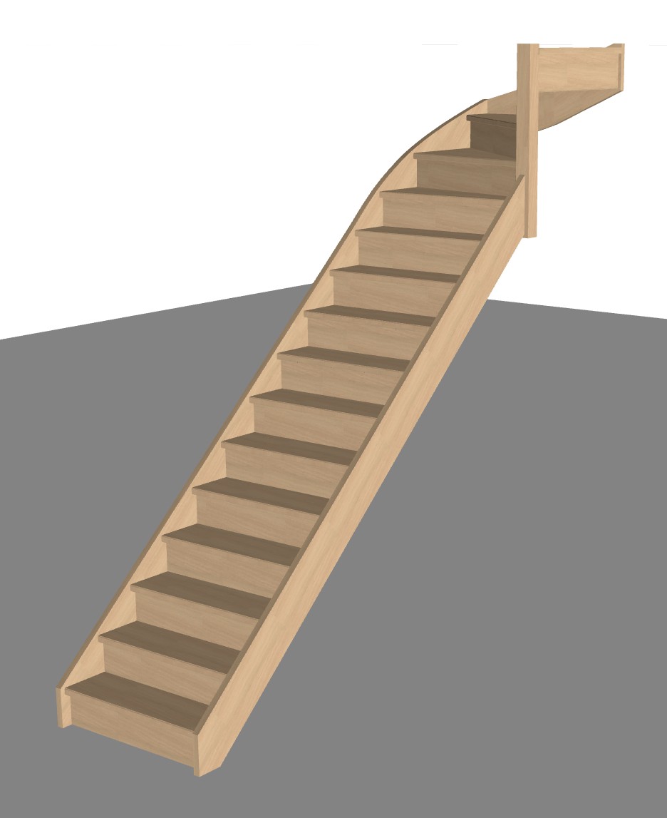 Trap met kwartslag rechtsboven