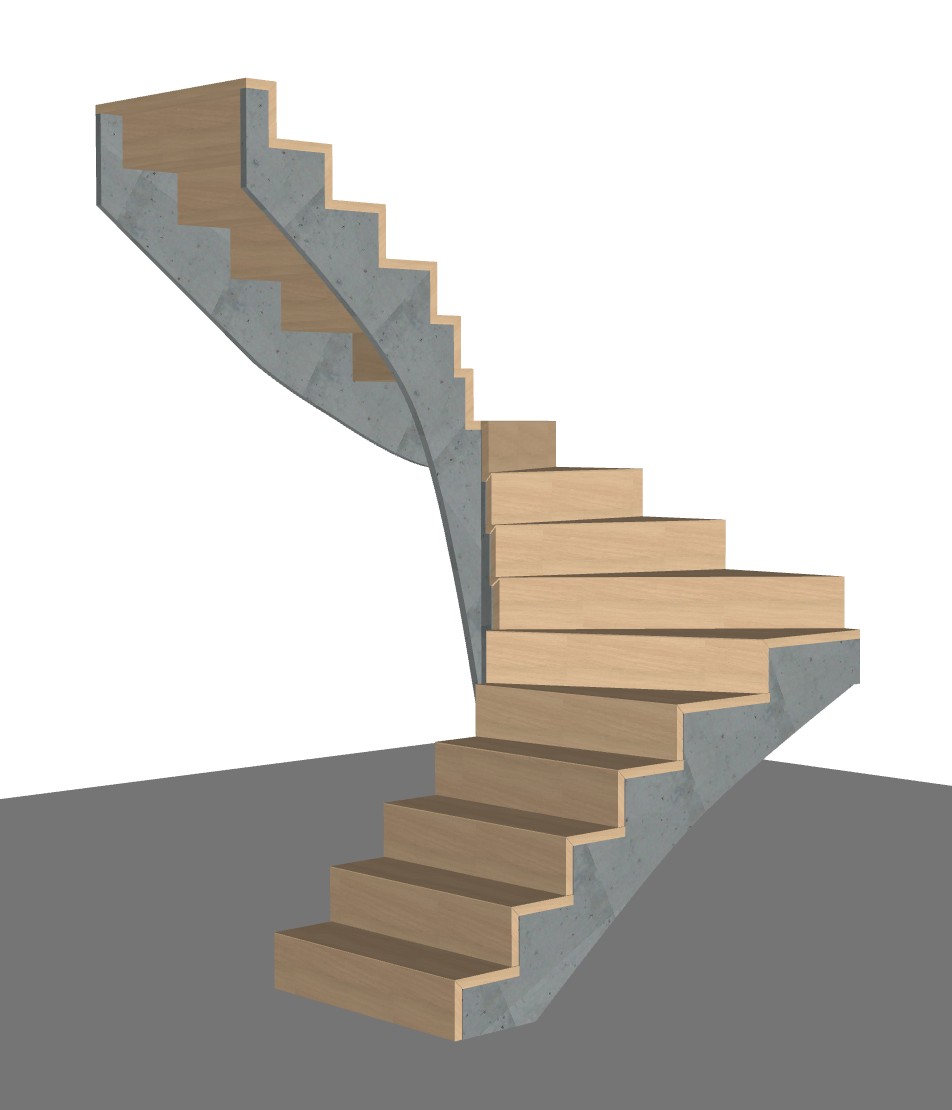 Trap met dubbele kwart links