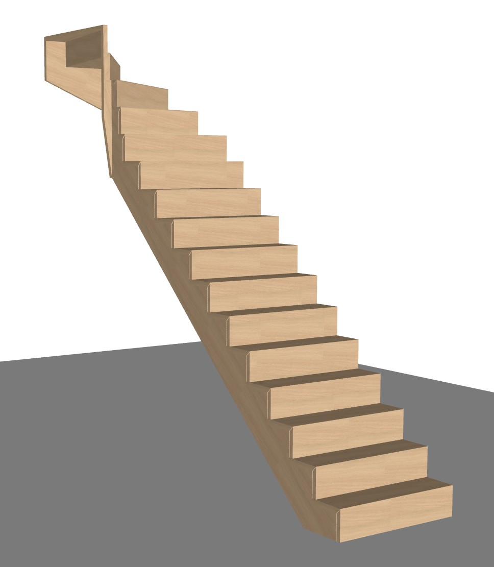 Trap met kwartslag linksboven