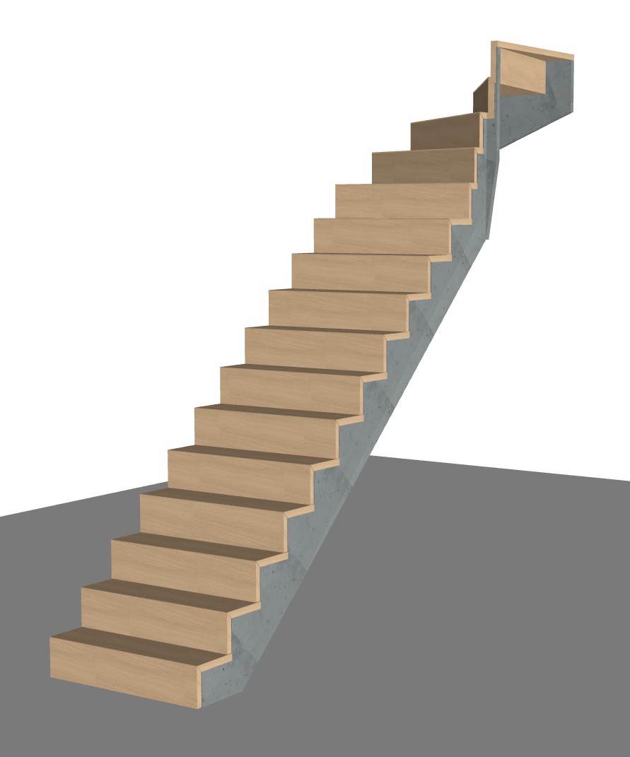Trap met kwartslag rechtsboven