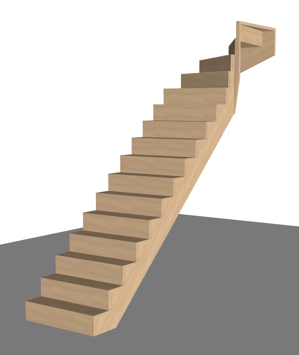 Trap met kwartslag rechtsboven